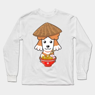 Funny Poodle Eating Noodles Long Sleeve T-Shirt